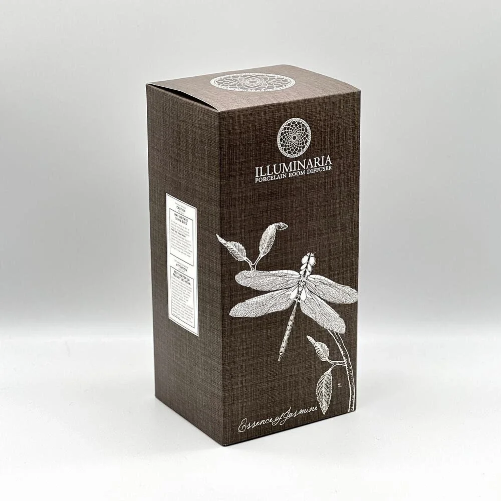 ILLUMINARIA Porcelain Room Diffuser Essence of Jasmine Gray White Dragonfly NEW
